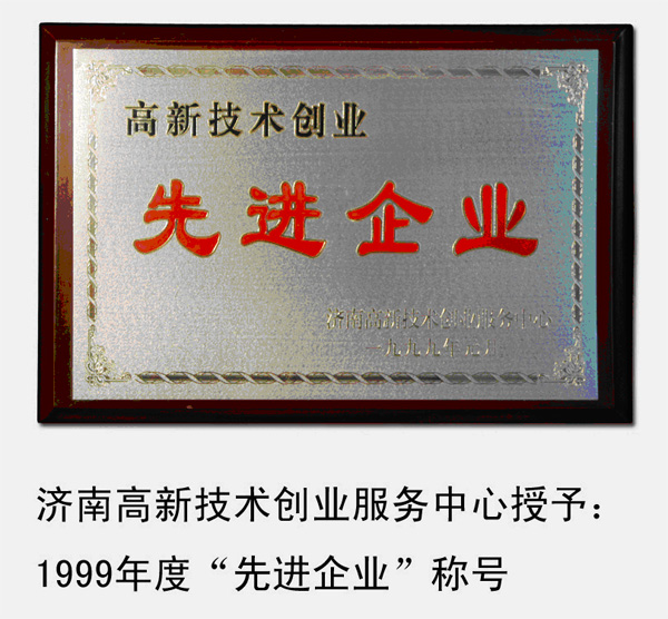 1999年，被濟南高新技術(shù)創(chuàng  )業(yè)服務(wù)中心授予“高新技術(shù)創(chuàng  )業(yè)先進(jìn)企業(yè)”